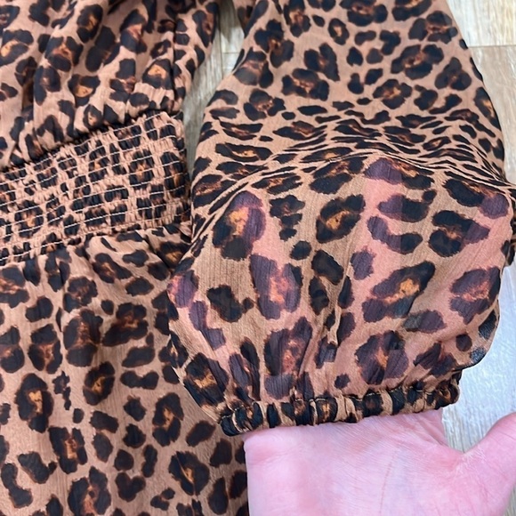 NWT New Old Navy Animal Print Smocked Long Sleeve Mini Dress Size Small Lined - Picture 7 of 14